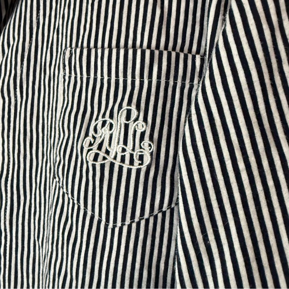 Lauren Ralph Lauren Striped Cotton Pajama Sleep Shirt Top Women’s L Navy White - Picture 3 of 7